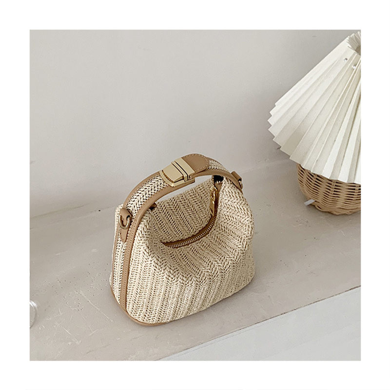 Été Nouvelles Vacances Tendance Herbe Tricoté Sac à Main Mode Sac à Main Femme Tendance Quotidien Polyvalent Une Epaule Diagonale Chevauchée