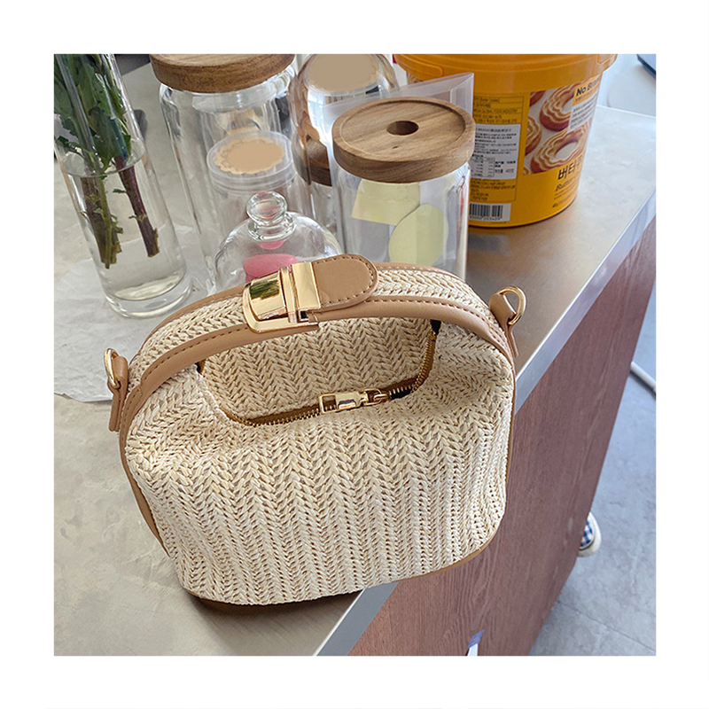 Été Nouvelles Vacances Tendance Herbe Tricoté Sac à Main Mode Sac à Main Femme Tendance Quotidien Polyvalent Une Epaule Diagonale Chevauchée
