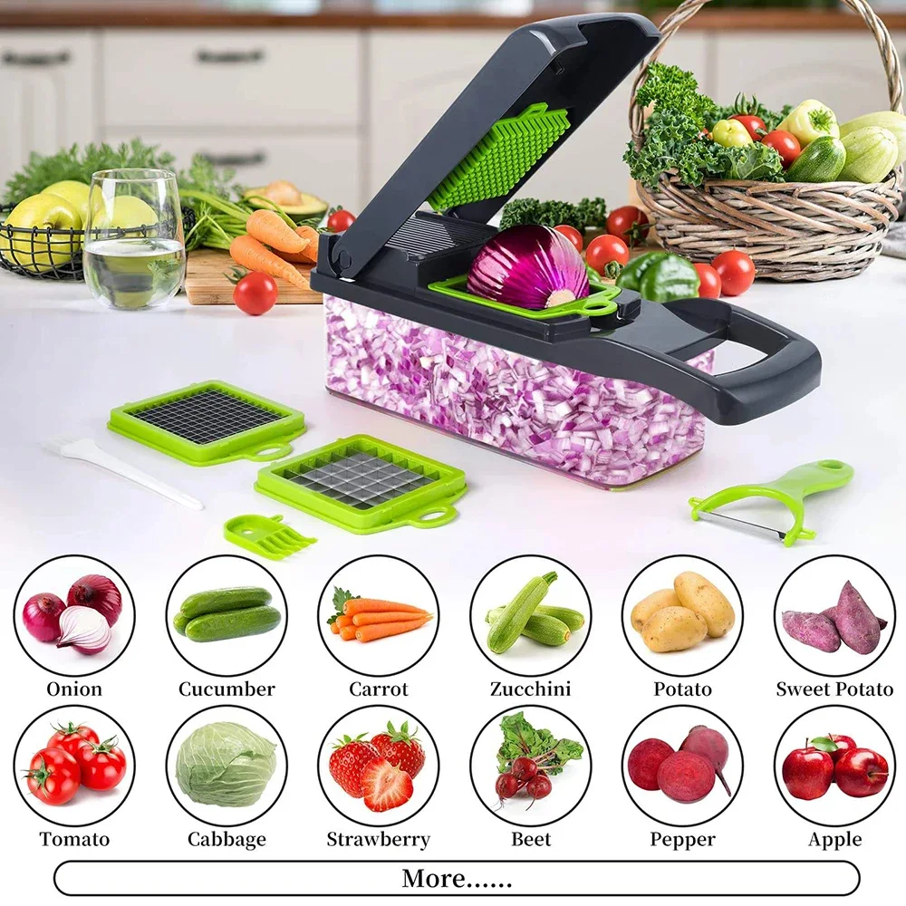 MasterSlice™ 16-en-1 - La Mandoline du Chef : Découpe-Légumes Multifonction & Sécurisé
