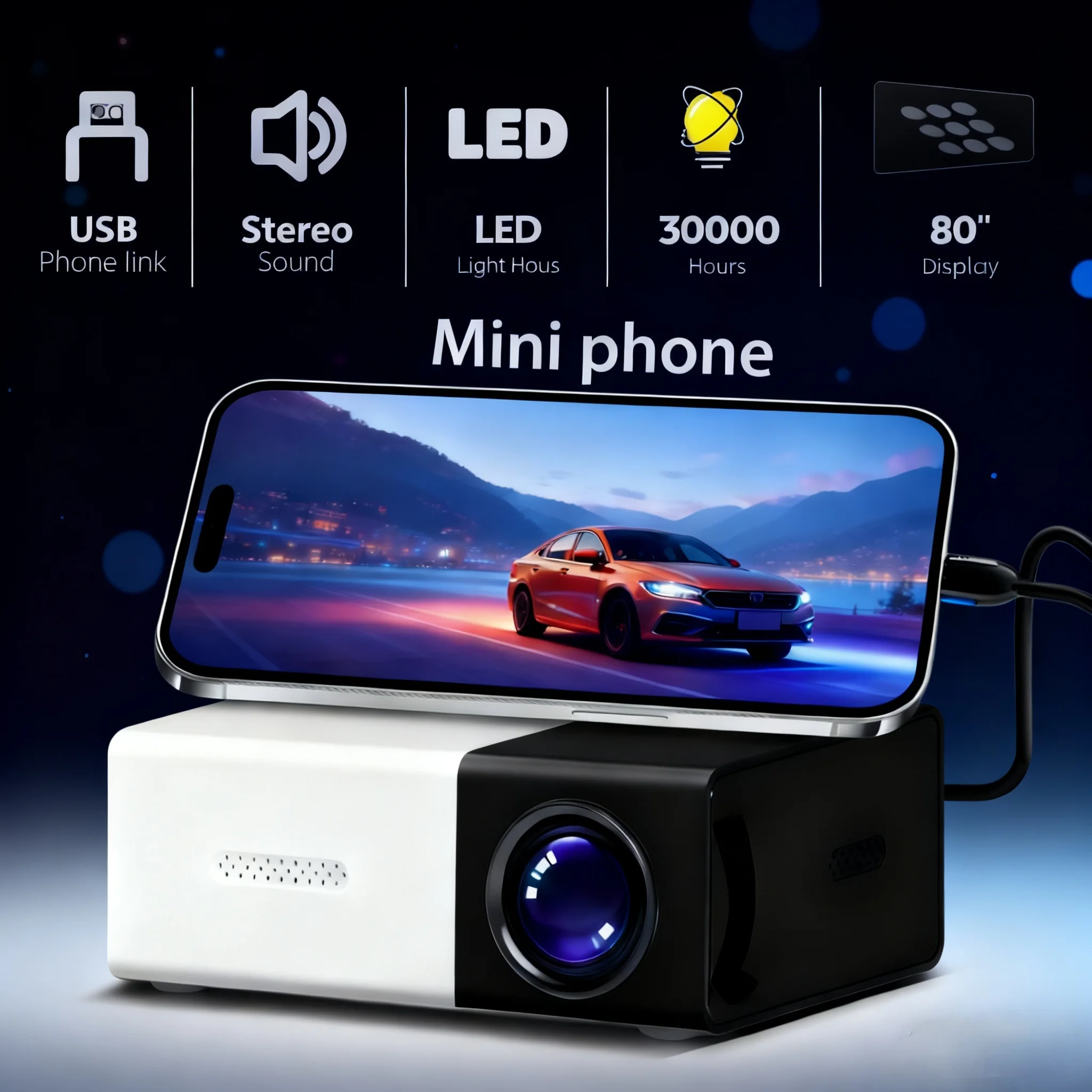 CineSmart™ - Projecteur Android 11 (Cinéma de Poche) : Streaming & Partage d