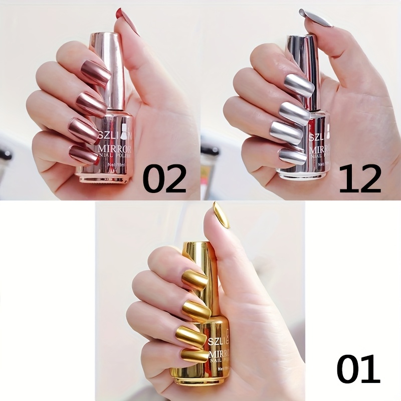 Pack Trio Métallique Luxe de Vernis Effet Miroir : Or, Argent et Rose Doré
