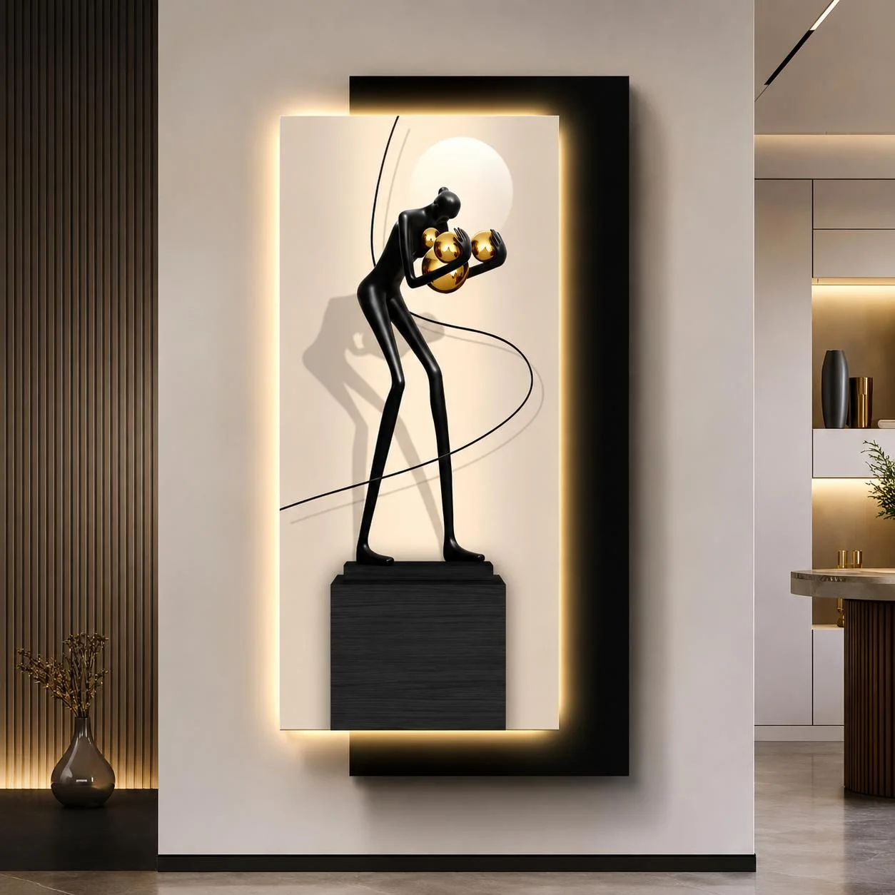 Tableau Mural Lumineux & Sculptural – Silhouette Design & Rétroéclairage LED