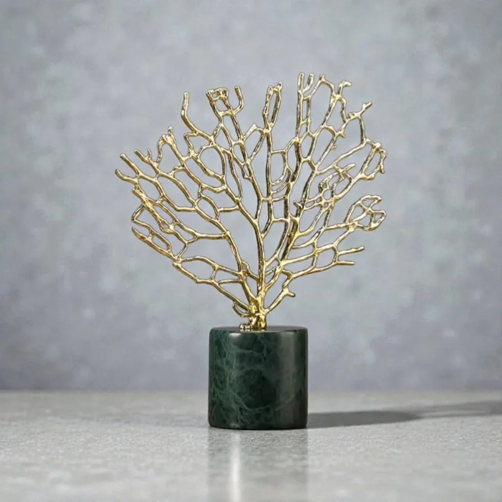 Arbre décoratif chic en métal inoxydable + marbre