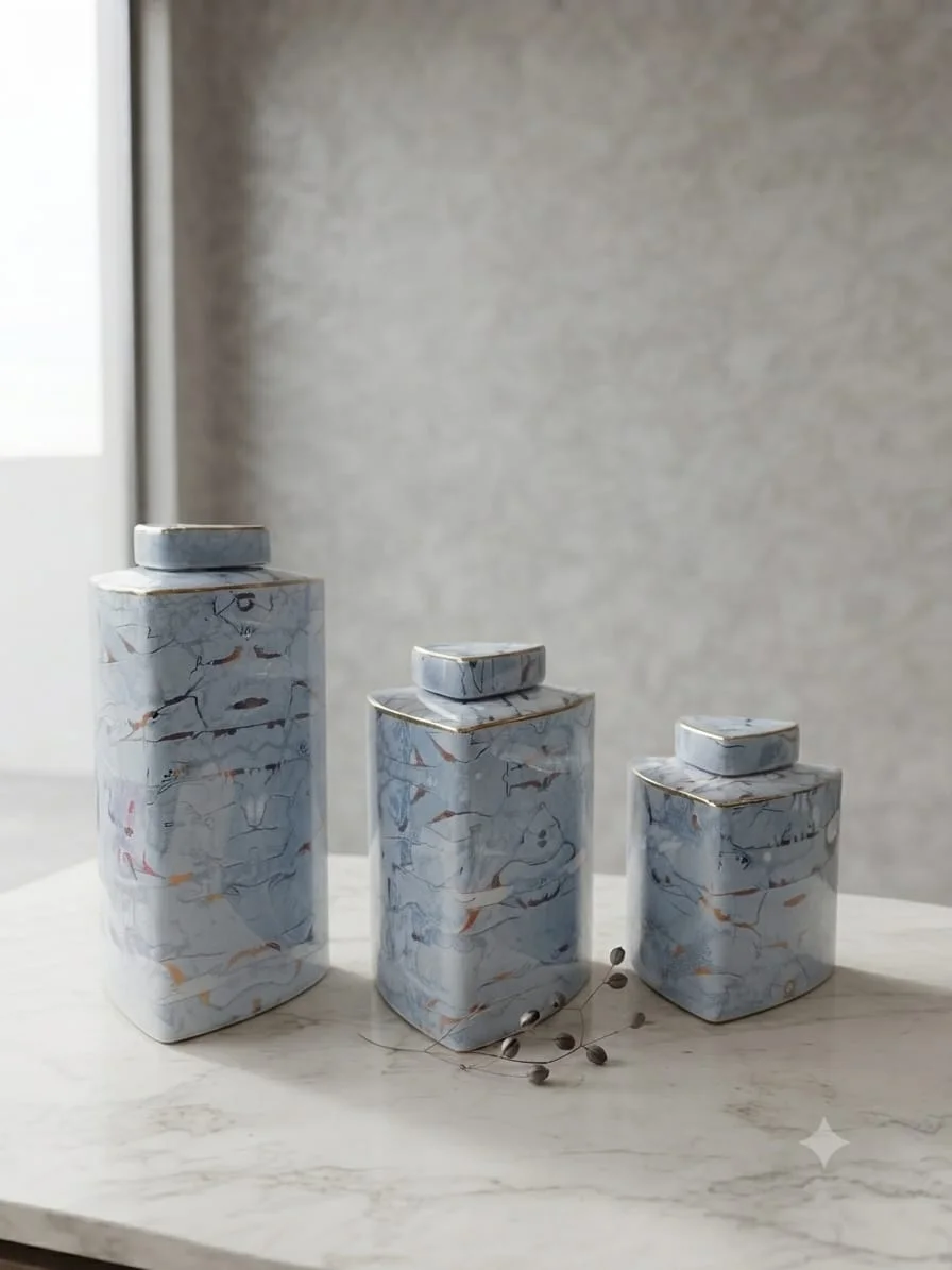 Ensemble de 3 Potiches Décoratives en Céramique