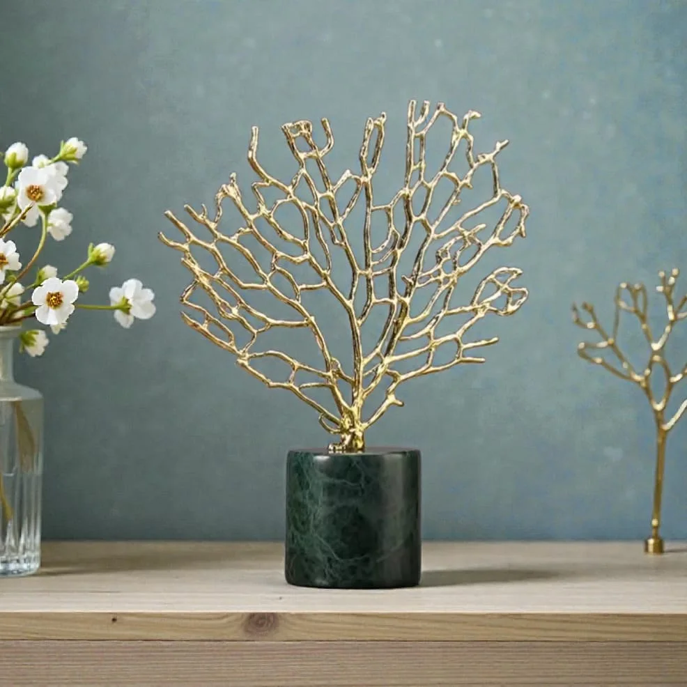 Arbre décoratif chic en métal inoxydable + marbre