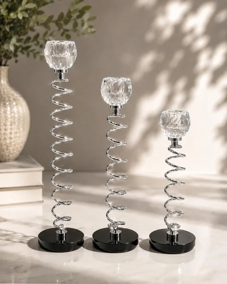 Trio de Bougeoirs Sculpturaux Luxueux
