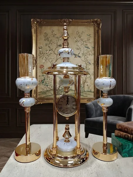 Ensemble Horloge & Duo de Chandeliers