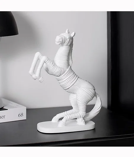 Statue Décorative Cheval Cabré – Design Équestre Sculptural (Blanc)