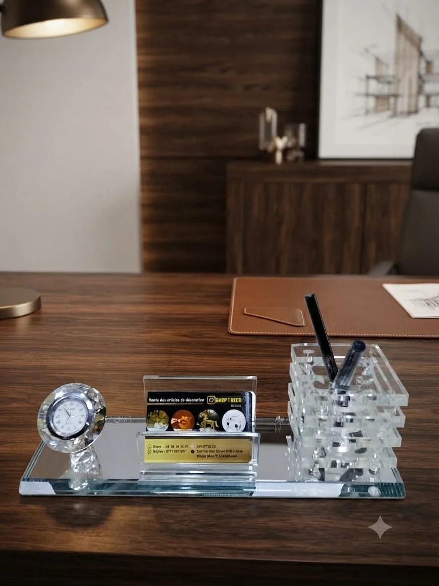 Organisateur de Bureau Luxueux en Cristal k9