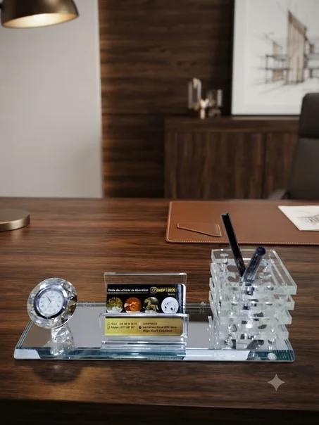 Organisateur de Bureau Luxueux en Cristal k9