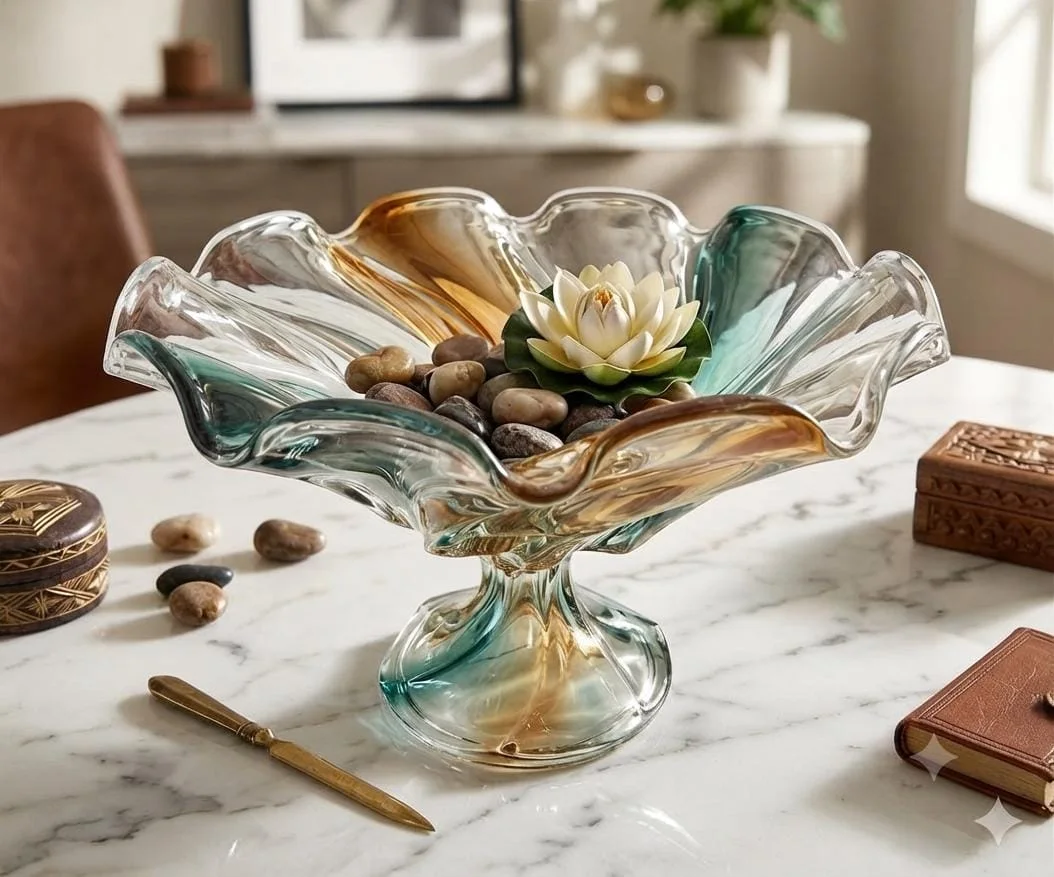 Ensemble Décoratif en Verre d'Art Sculpté