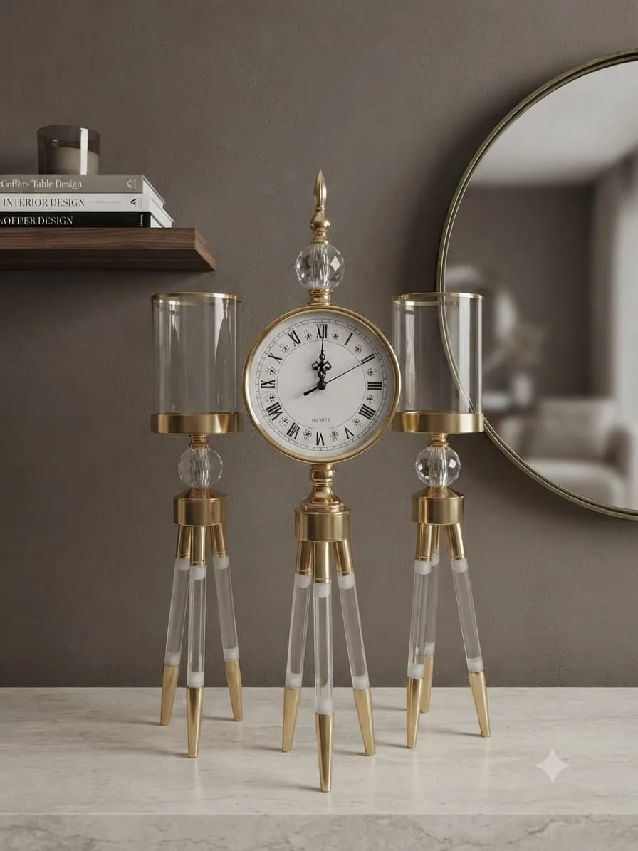 Ensemble Horloge & Duo de Chandeliers