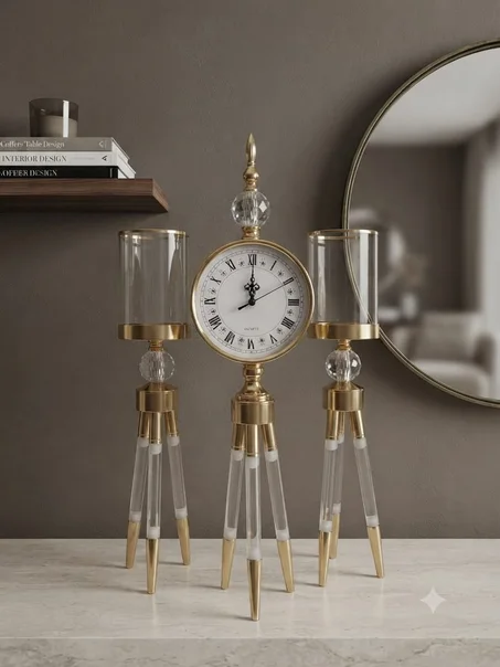Ensemble Horloge & Duo de Chandeliers