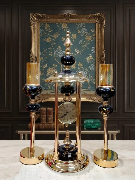 Ensemble Horloge & Duo de Chandeliers