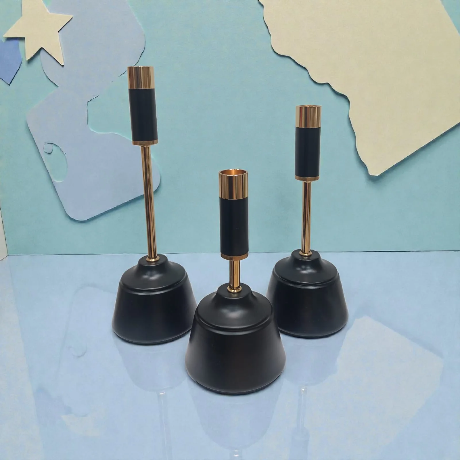 Trio bougeoirs Acier inoxydable