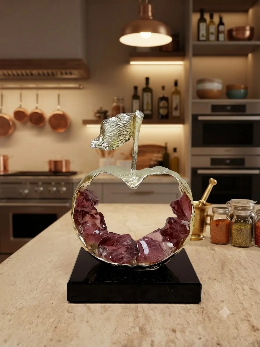 Sculpture de fruits en métal et cristal k9