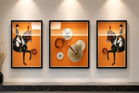 Triptyque Mural Décoratif en Relief – Composition Équipement Sportif (Set de 3)