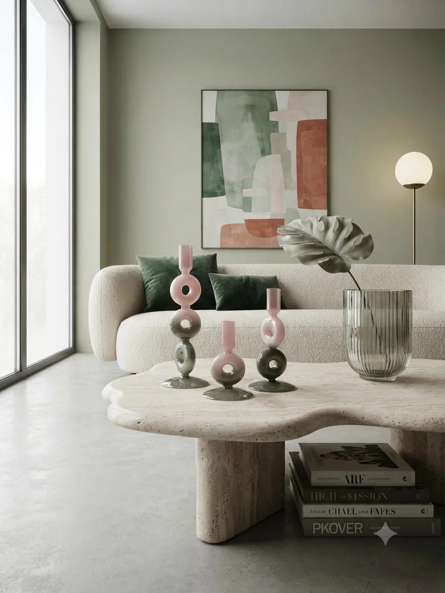 Trio de Bougeoirs Sculpturaux en verre