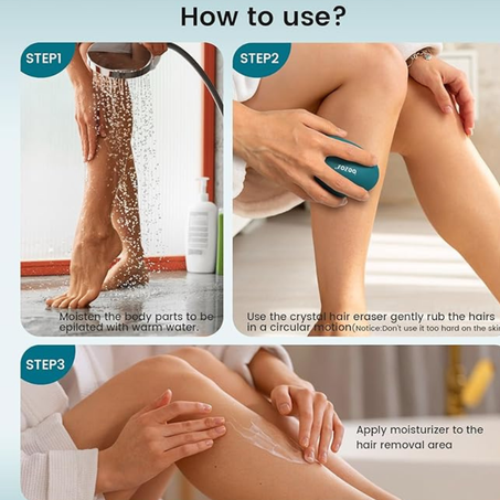 مزيل شعر كريستالي للنساء لتقشير البشرة للحصول على بشرة حريرية وناعمة، أداة إزالة شعر سحرية بدون ألم للذراعين والساقين والظهر، رمادي وأزرق