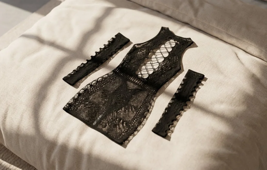 ROBE LINGERIE NOIRE EN RÉSILLE AVEC MANCHES DÉTACHÉES