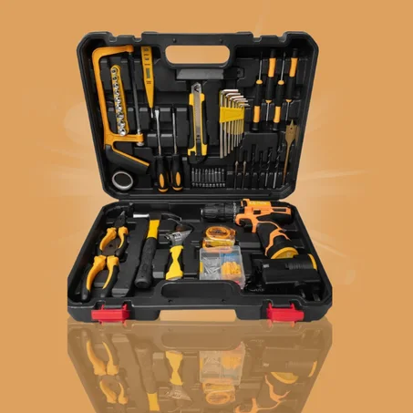 شنطة معدات متكاملة مجموعة دريل وادوات يدوية متعددة الاستخدامات في المنزل والمكتب
