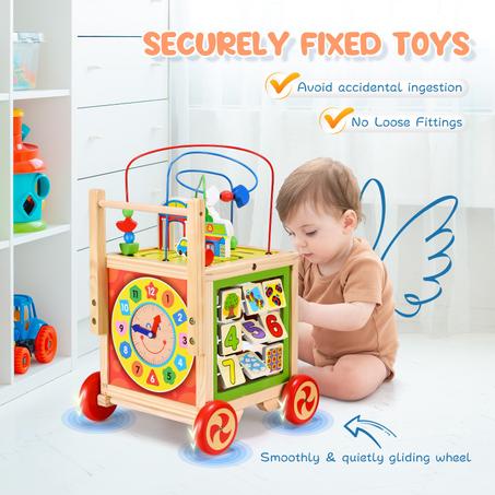 5-in-1 Holz-Babyhocker & Lernspielzeug – Multifunktionale Werkbank für Kinder