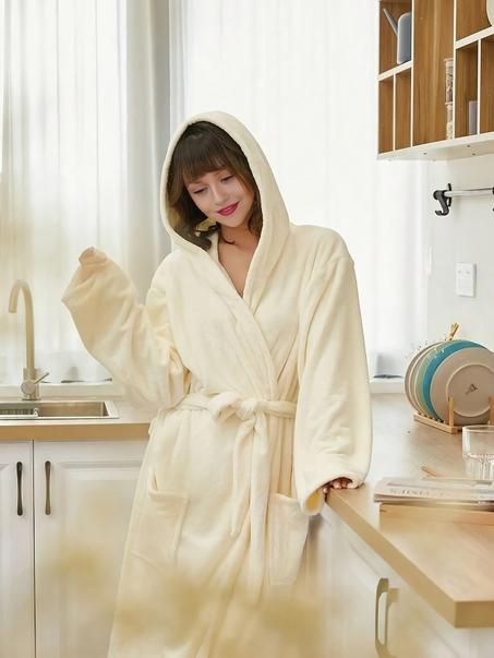 Unisex Plüsch Bademantel Koralle