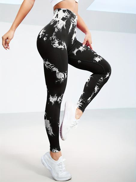 2er Pack Nahtlose Batik Yoga Leggings Damen – High Stretch Sporthose für Fitness & Freizeit