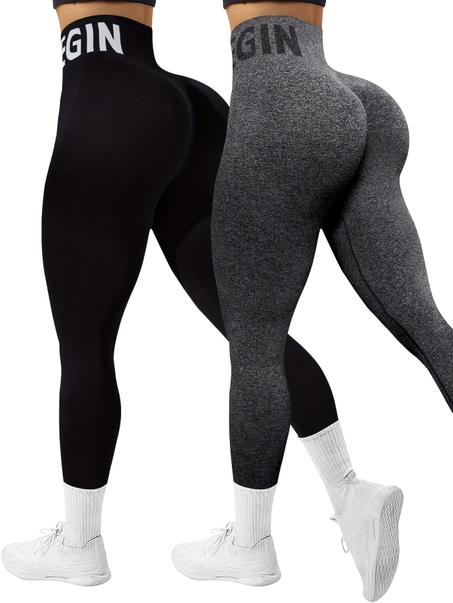 2er Pack Nahtlose Yoga Leggings Damen