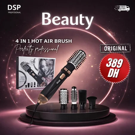Brosse Soufflante DSP 4-en-1  Séchage, Lissage et Boucles Faciles à la Maison - Originale