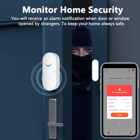 Wi-Fi Smart Door & Window Sensor – جهاز استشعار ذكي للأبواب والنوافذ يعمل بالواي-فاي