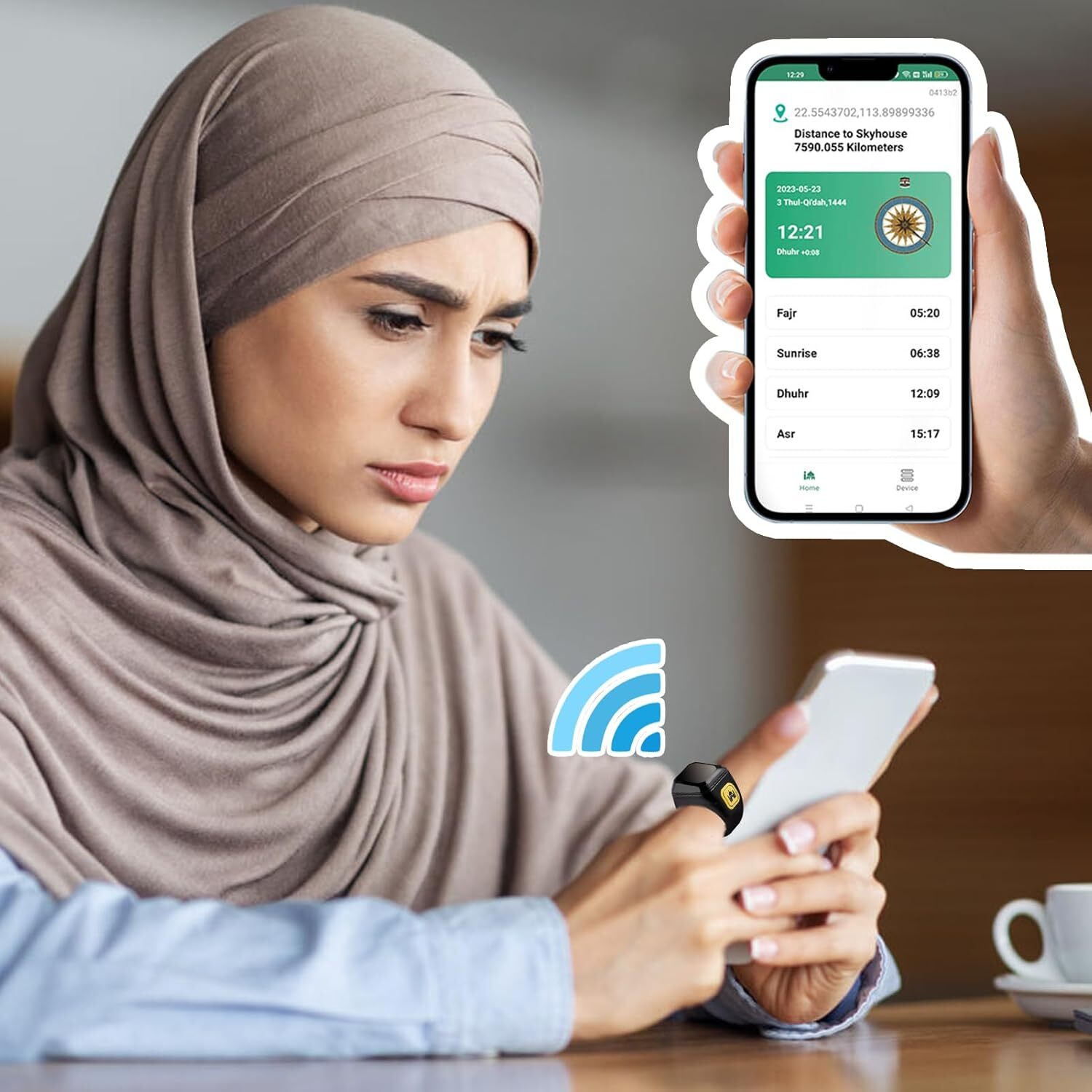 عرض قطعتين  خاتم التسبيح الالكتروني مقاس 20 - 22