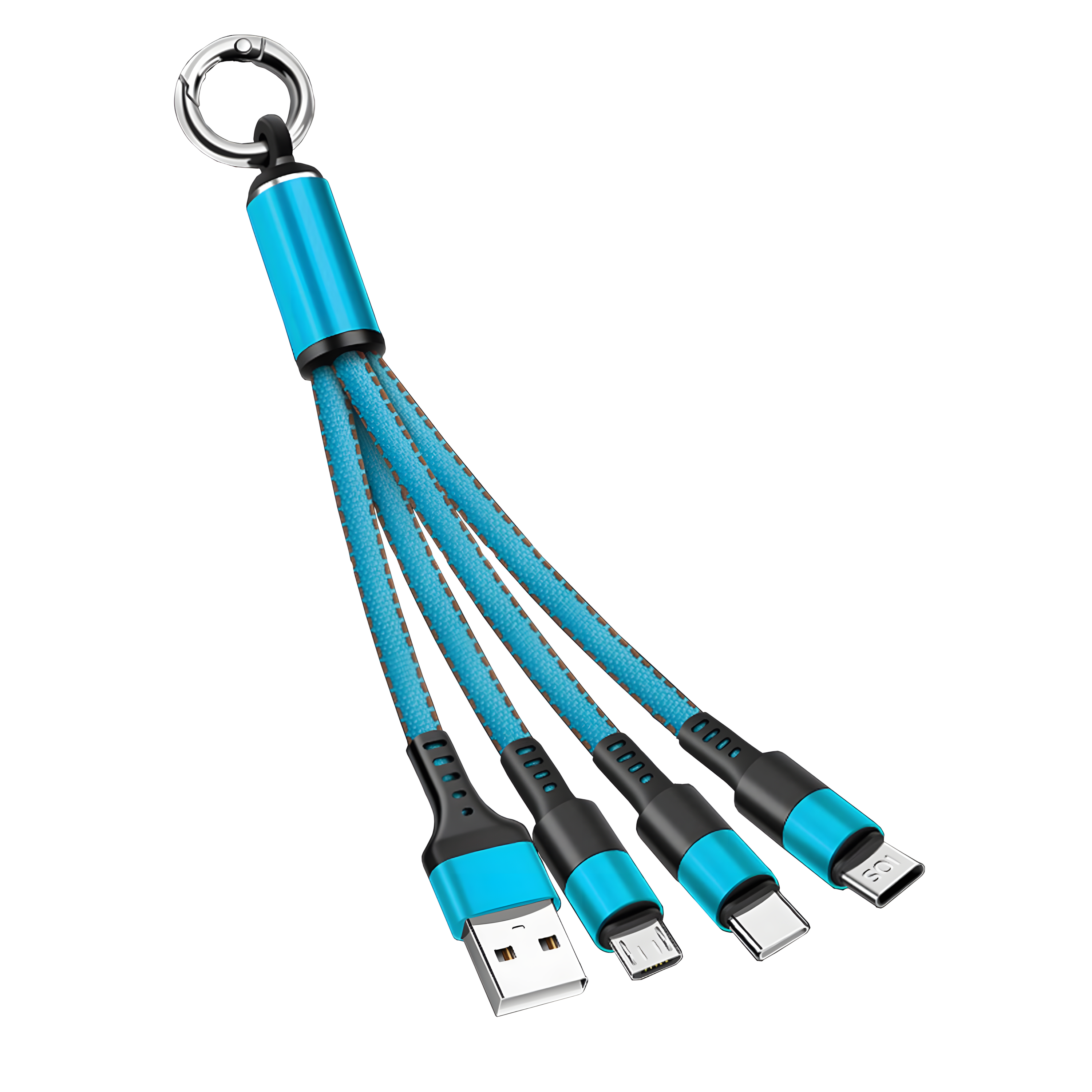 • "	كيبل USB متعدد 4 في 1 شاحن سريع نايلون مع نوع A/USB C الى 120 واط"