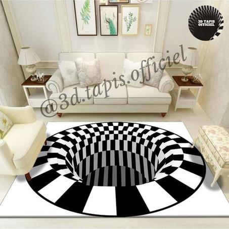 TC1, Tapis carré d'illusion tourbillon trou noir 3D (vortex illusion 3D) ! 1 acheté + 1 offert