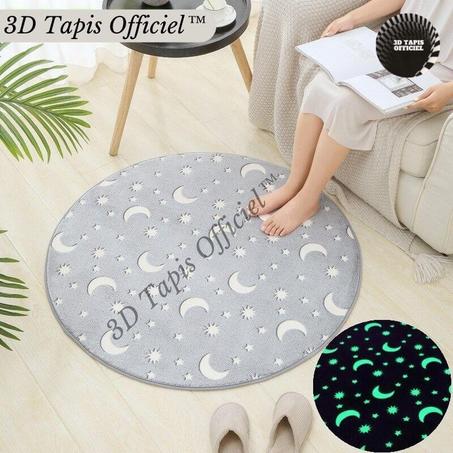 Tapis rond brillant motif lumineux Ciel Gris, brille dans la nuit -3D Tapis Officiel™