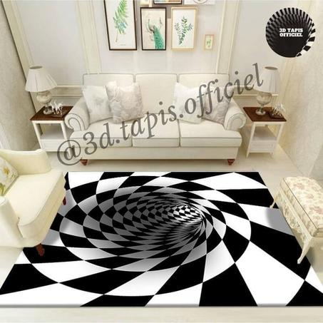 TC2, Tapis carré en design vortex illusion 3D tourbillon ! 1 acheté + 1 offert