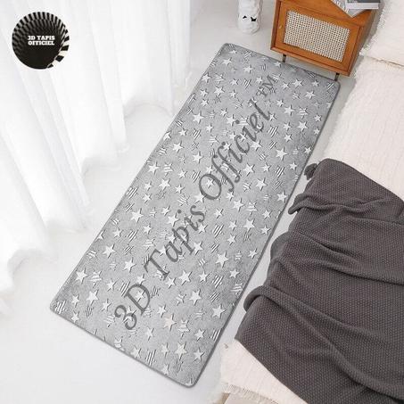 Tapis rectangle brille dans la nuit, motif brillant lumineux Étoiles Gris-3D Tapis Officiel™