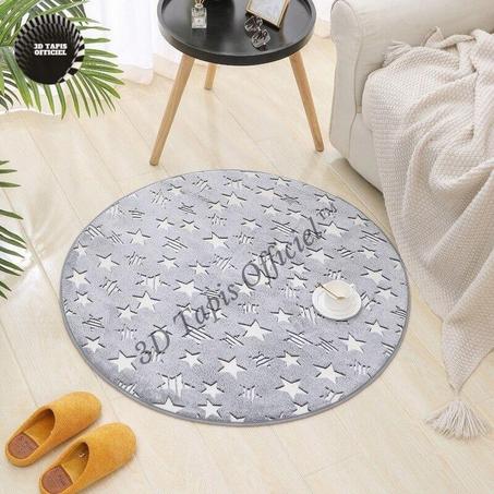 Tapis rond brillant motif lumineux d'étoiles, brille dans la nuit -3D Tapis Officiel™