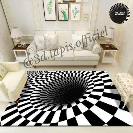 TC10, Tapis carré/rectangle illusion trou noir 3D effet tourbillon vortex-1 acheté + 1 offert