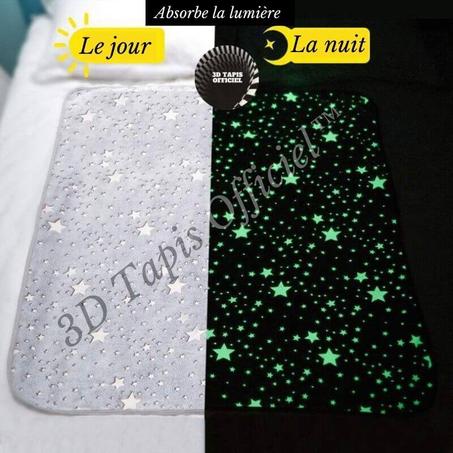 Tapis rectangle brillant motif lumineux Étoiles Gris, brille dans la nuit -3D Tapis Officiel™