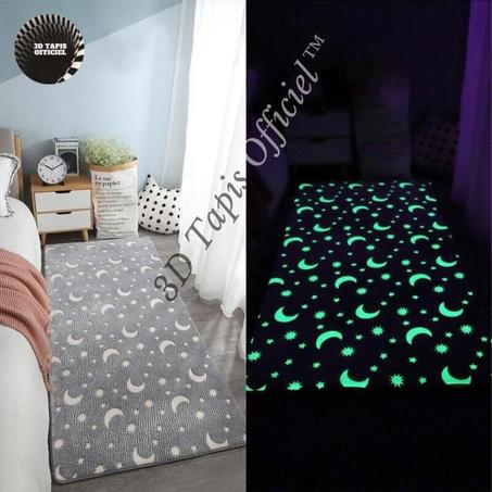Tapis rectangle brillant motif lumineux Ciel Gris, brille dans la nuit -3D Tapis Officiel™