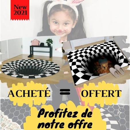 3D Tapis Officiel™ - Tapis rond en vortex illusion 3D avec tapis Halloween OFFERT 🎁