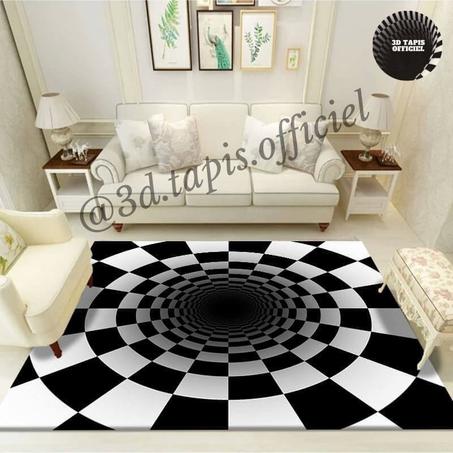TC8, Tapis carré nouvelle illusion vortex tourbillon 3D 1 acheté + 1 offert