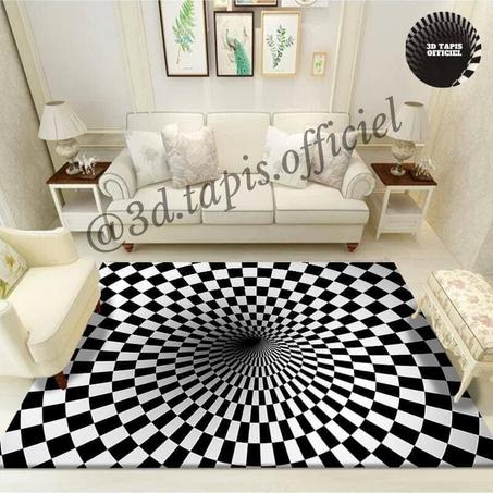 TC6, Tapis carré d'illusion vortex tourbillon 3D 1 acheté + 1 offert