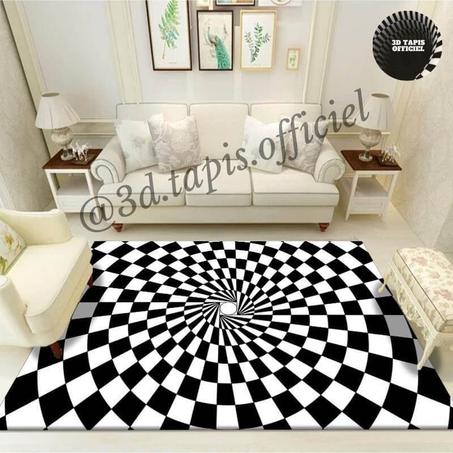 TC9, Tapis carré d'illusion 3D damier 1 acheté + 1 offert