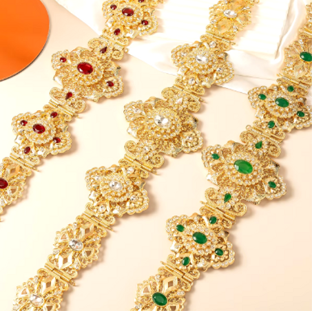 Ceinture plaquée or pour robe de mariée arabe