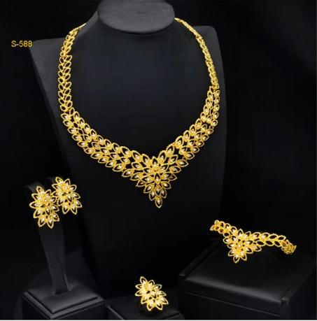 Bijoux de fleur en alliage plaqué or indien