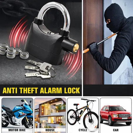 🔒 Alarm Padlock – The 24/7 Guardian for Your Bike, Gate & Home