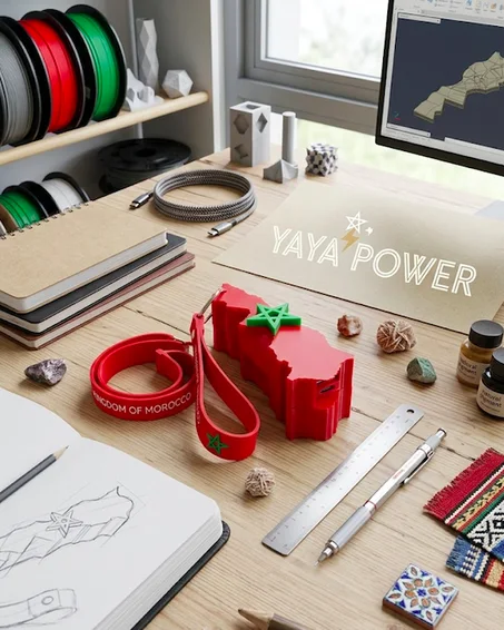 Power Bank Design Carte du Maroc – Batterie Externe 6800 mAh avec Porte-Clés Élégant