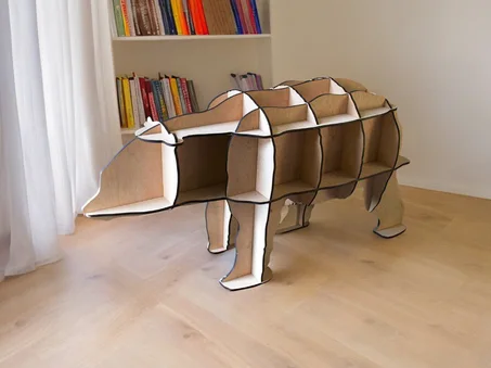 Laser Cut Bookshelf Stand Polar Bear Shaped Book Rack Vector